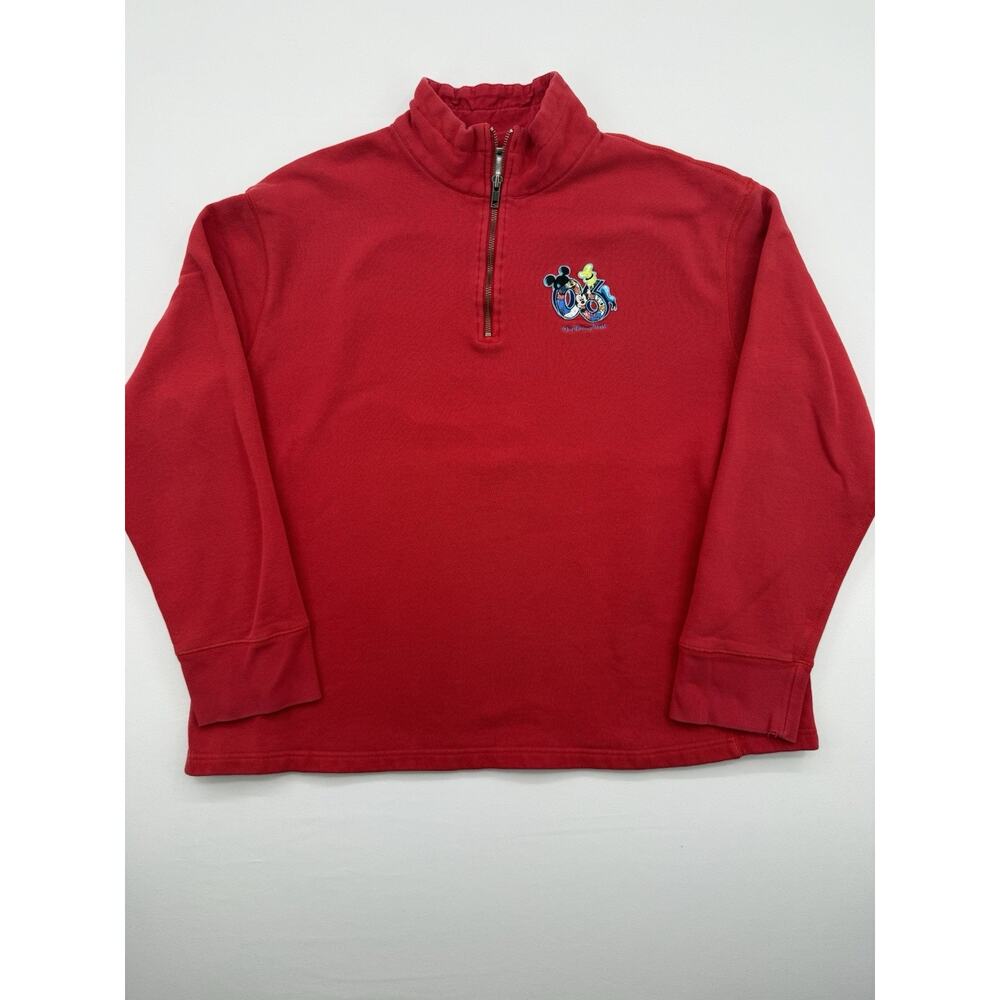 DISNEY FLEECED QUARTER ZIP SWEATSHIRT 2006 WALT DISNEY WORLD SIZE XL RED